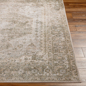 Livabliss Lillian Traditional Patterned Polyester Area Rug Woven in Turkey for Entryways Gray, Olive 6'7" x 6'7" LLL2308-67RD