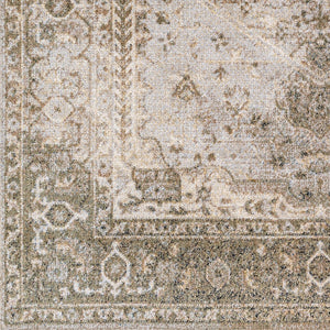 Livabliss Lillian Traditional Patterned Polyester Area Rug Woven in Turkey for Entryways Gray, Olive 6'7" x 6'7" LLL2308-67RD