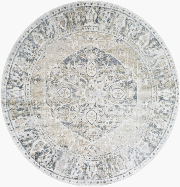 Livabliss Lillian Traditional Polyester Woven Accent Rug Low Pile for Entryways and Kitchen Floors Gray, Oatmeal 6'7" x 6'7" LLL2309-67RD
