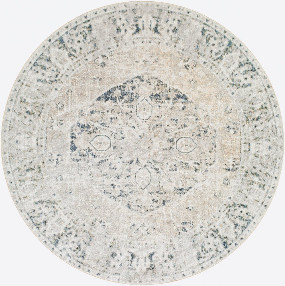 Livabliss Lillian Traditional Polyester Machine Woven Low Pile Accent Rug for Entryways and Bedrooms Gray, Oatmeal 6'7" x 6'7" LLL2310-67RD