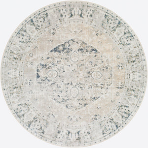 Livabliss Lillian Traditional Polyester Machine Woven Low Pile Accent Rug for Entryways and Bedrooms Gray, Oatmeal 6'7" x 6'7" LLL2310-67RD