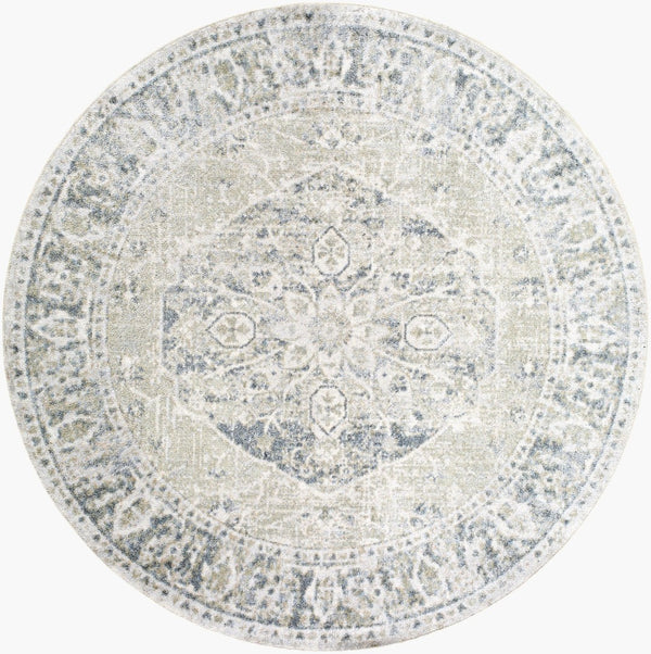 Livabliss Lillian Traditional Machine Woven Polyester Accent Rug for Entryways and Bedside Areas Gray, Olive 6'7" x 6'7" LLL2311-67RD