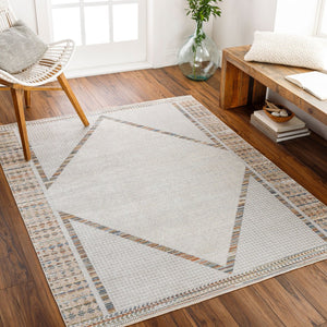 Livabliss Lillian Global Pattern Polyester Accent Rug Turkish Woven Low Pile for Entryway or Bath Oatmeal, Gray 9'2" x 12'4" LLL2312-9212