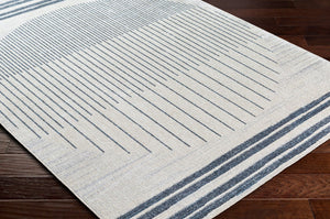 Livabliss Lillian Machine Woven Polyester Low Pile Rug for Entryways Bathrooms and Small Spaces Oatmeal, Black 6'7" x 6'7" LLL2315-67RD