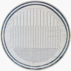 Livabliss Lillian Machine Woven Polyester Low Pile Rug for Entryways Bathrooms and Small Spaces Oatmeal, Black 6'7" x 6'7" LLL2315-67RD