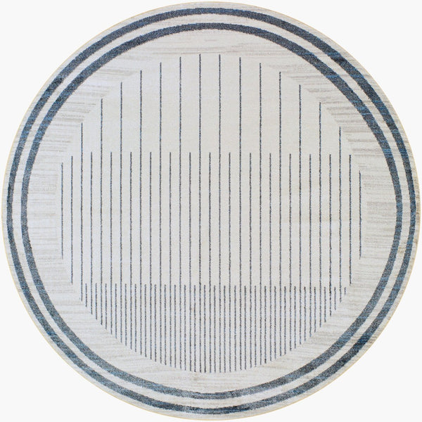 Livabliss Lillian Machine Woven Polyester Low Pile Rug for Entryways Bathrooms and Small Spaces Oatmeal, Black 6'7" x 6'7" LLL2315-67RD