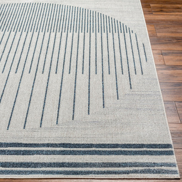 Livabliss Lillian Machine Woven Polyester Low Pile Rug for Entryways Bathrooms and Small Spaces Oatmeal, Black 6'7" x 6'7" LLL2315-67RD