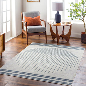 Livabliss Lillian Machine Woven Polyester Low Pile Rug for Entryways Bathrooms and Small Spaces Oatmeal, Black 6'7" x 9' LLL2315-679