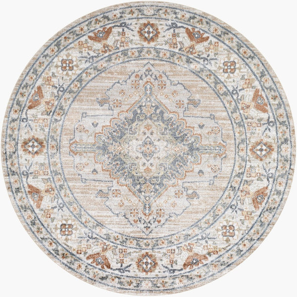 Livabliss Lillian Traditional Polyester Machine Woven Low Pile Rug for Entryways and Small Spaces Oatmeal, Brown 6'7" x 6'7" LLL2318-67RD
