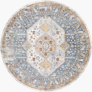 Livabliss Lillian Traditional Polyester Machine Woven Low Pile Rug for Entryways and Small Spaces Oatmeal, Gray 6'7" x 6'7" LLL2319-67RD
