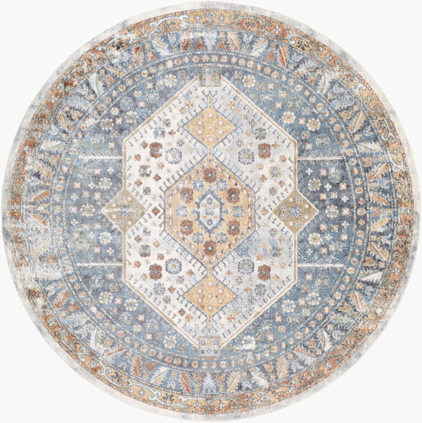 Livabliss Lillian Traditional Polyester Machine Woven Low Pile Rug for Entryways and Small Spaces Oatmeal, Gray 6'7" x 6'7" LLL2319-67RD
