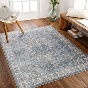 Livabliss Lillian Turkish Medallion Polyester Accent Rug for Entryways and High Traffic Spaces Oatmeal, Dark B 7'10" x 10' LLL2320-710102