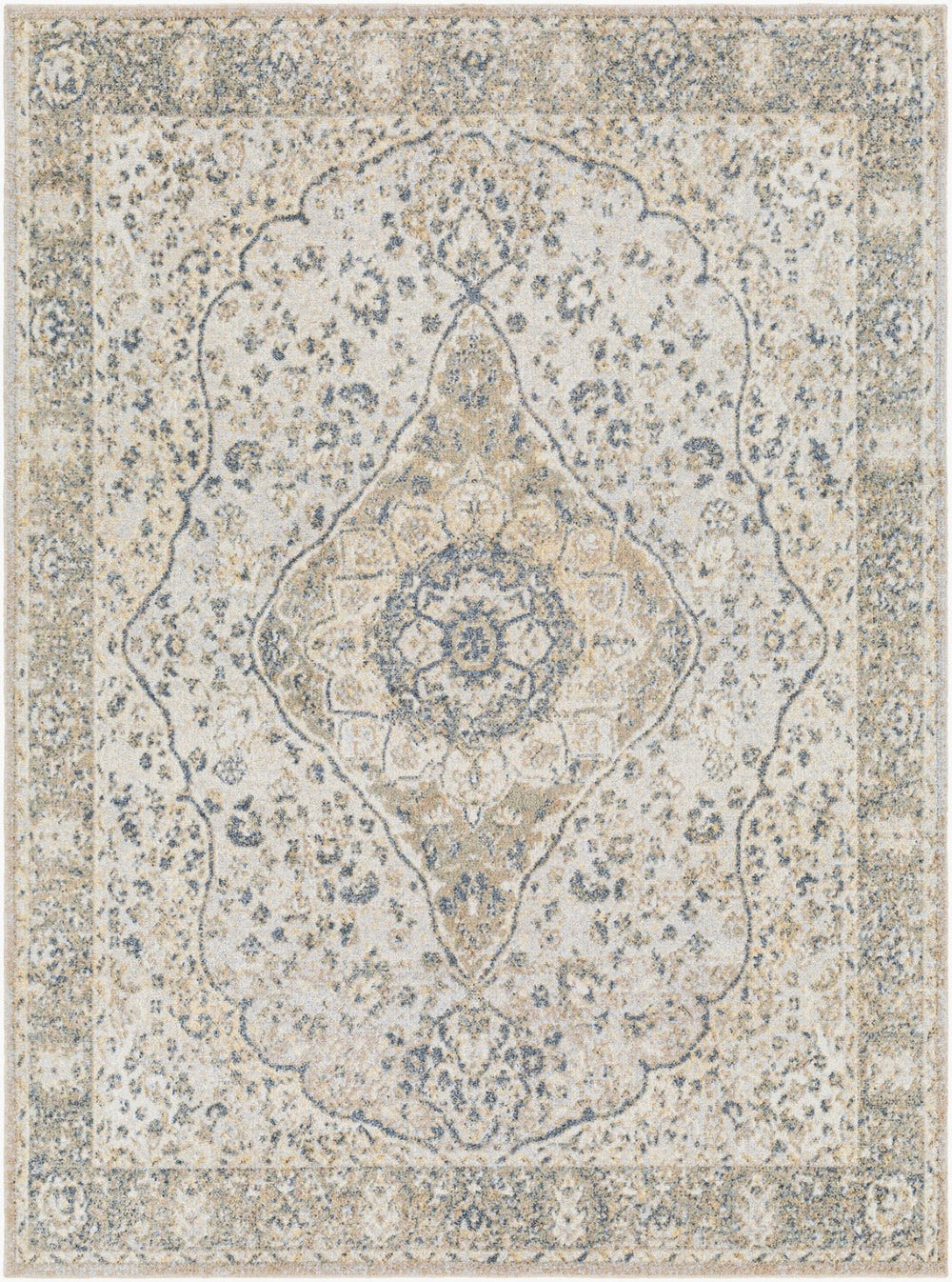 Livabliss Lillian Traditional Pattern Polyester Accent Rug Low Pile Machine Washable Floor Piece Gray, Oatmeal 7'10" x 10' LLL2322-710102
