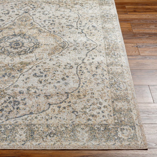 Livabliss Lillian Traditional Pattern Polyester Accent Rug Low Pile Machine Washable Floor Piece Gray, Oatmeal 6'7" x 6'7" LLL2322-67RD