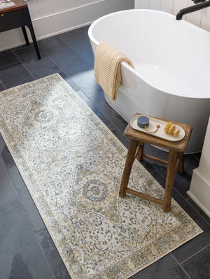 Livabliss Lillian Traditional Pattern Polyester Accent Rug Low Pile Machine Washable Floor Piece Gray, Oatmeal 7'10" x 10' LLL2322-710102