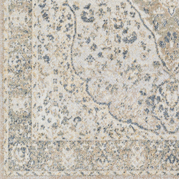 Livabliss Lillian Traditional Pattern Polyester Accent Rug Low Pile Machine Washable Floor Piece Gray, Oatmeal 6'7" x 6'7" LLL2322-67RD
