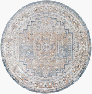 Livabliss Lillian Traditional Low Pile Polyester Accent Rug for Entryways Hallways and Bedrooms Oatmeal, Gray 6'7" x 6'7" LLL2323-67RD