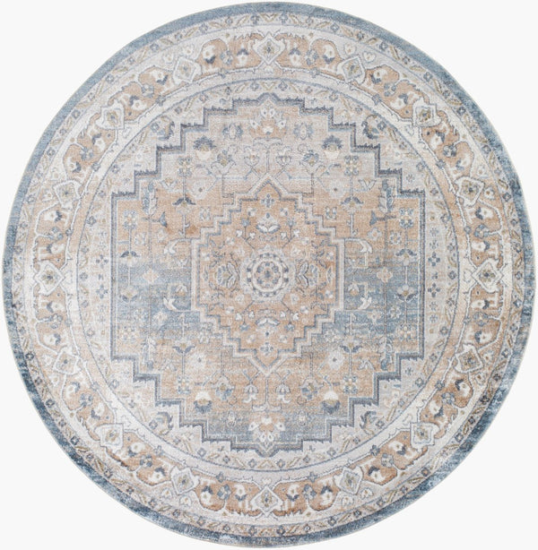 Livabliss Lillian Traditional Low Pile Polyester Accent Rug for Entryways Hallways and Bedrooms Oatmeal, Gray 6'7" x 6'7" LLL2323-67RD