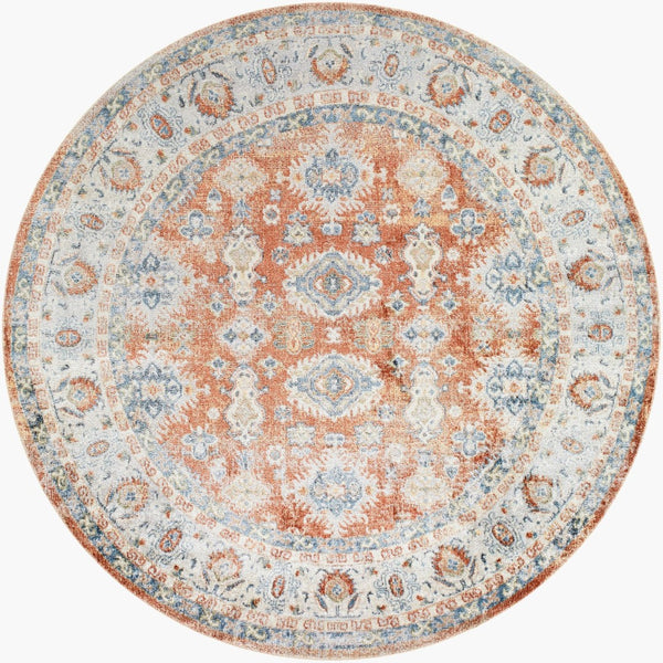 Livabliss Lillian Traditional Turkish Woven Polyester Accent Rug for Entryways and High Traffic Floors Gray, Oatmeal 6'7" x 6'7" LLL2324-67RD