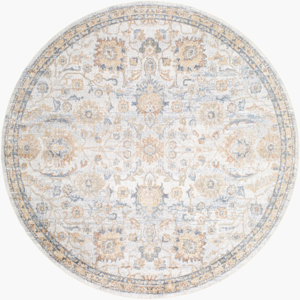 Livabliss Lillian Traditional Polyester Low Pile Accent Rug Woven in Turkey for Entryways Gray, Oatmeal 6'7" x 6'7" LLL2327-67RD