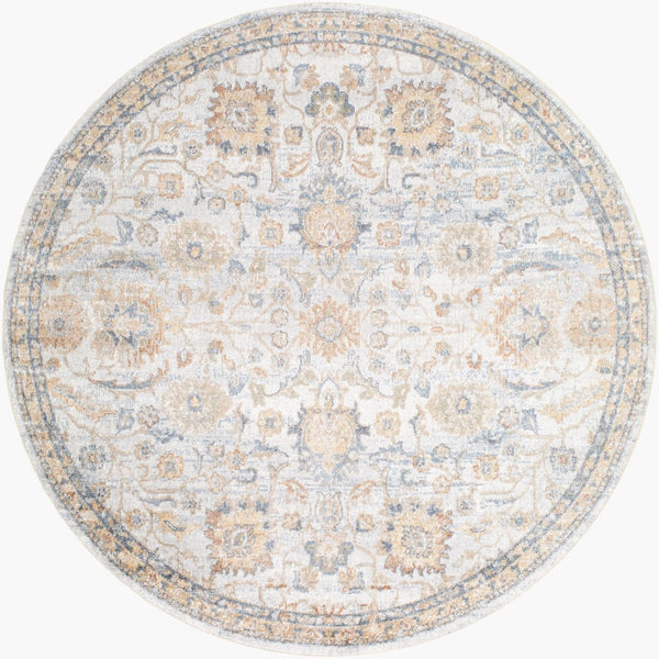 Livabliss Lillian Traditional Polyester Low Pile Accent Rug Woven in Turkey for Entryways Gray, Oatmeal 6'7" x 6'7" LLL2327-67RD