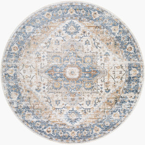 Livabliss Lillian Traditional Polyester Area Rug Machine Woven in Turkey for Living and Dining Rooms Oatmeal, Gray 6'7" x 6'7" Round LLL2328-67RD
