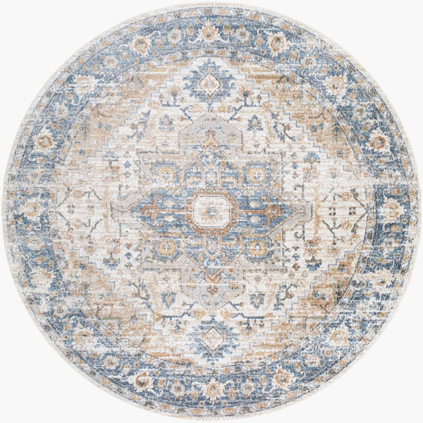 Livabliss Lillian Traditional Polyester Area Rug Machine Woven in Turkey for Living and Dining Rooms Oatmeal, Gray 6'7" x 6'7" Round LLL2328-67RD