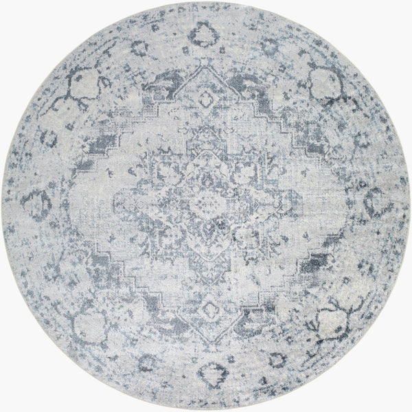 Livabliss Lillian Traditional Square Area Rug Machine Woven Polyester for Living Dining Spaces Oatmeal, Gray 6'7" x 6'7" LLL2334-67RD