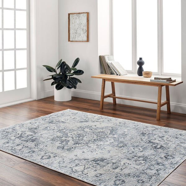 Livabliss Lillian Traditional Square Area Rug Machine Woven Polyester for Living Dining Spaces Oatmeal, Gray 6'7" x 6'7" LLL2334-67RD
