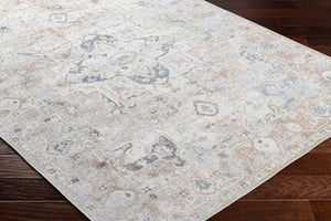 Livabliss Lillian Traditional Medallion Machine Woven Polyester Rug for Entryways and High Traffic Spaces Oatmeal, Gray 2'2" x 3'9" LLL2335-2339