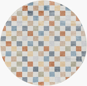 Livabliss Lillian Machine Woven Polyester Area Rug Low Pile Entryway Accent Turkish Craft Oatmeal, Rust 6'7" x 6'7" LLL2338-67RD