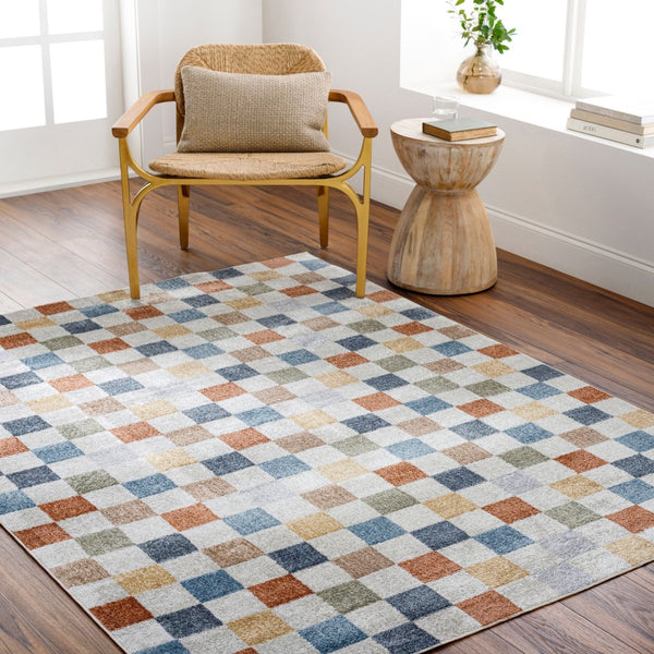 Livabliss Lillian Machine Woven Polyester Area Rug Low Pile Entryway Accent Turkish Craft Oatmeal, Rust 6'7" x 6'7" LLL2338-67RD