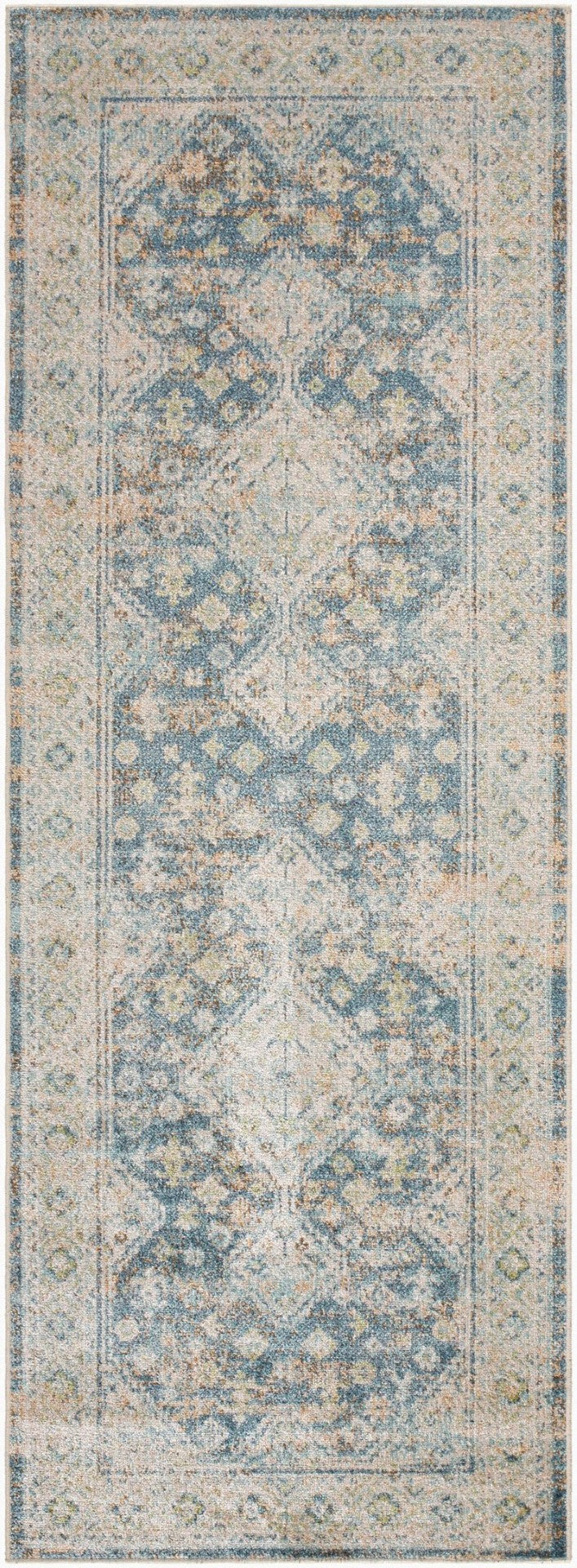 Livabliss Lillian Collection Polyester Runner Rug Machine Woven in Turkey for High Traffic Hallways Dark Blue, Ligh 2'7" x 7'3" LLL2353-2773
