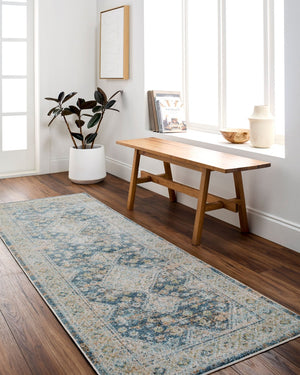 Livabliss Lillian Collection Polyester Runner Rug Machine Woven in Turkey for High Traffic Hallways Dark Blue, Ligh 2'7" x 7'3" LLL2353-2773