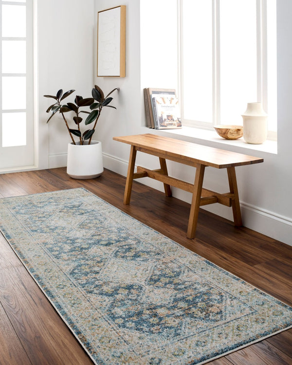 Livabliss Lillian Collection Polyester Runner Rug Machine Woven in Turkey for High Traffic Hallways Dark Blue, Ligh 2'7" x 7'3" LLL2353-2773