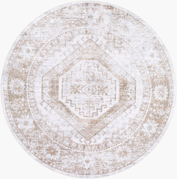 Livabliss Lillian Machine Woven Low Pile Accent Rug for Entryways Bathrooms and Bedside Areas Charcoal, Ivory 6'7" x 6'7" LLL2361-67RD