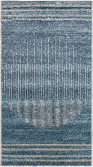 Livabliss Lillian Machine Woven Polyester Runner Rug Low Pile Hallway Entryway Kitchen Accent Dark Blue, Ligh 9'2" x 12'4" LLL2364-9212