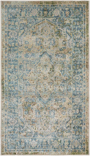 Livabliss Lillian Traditional Medallion Polyester Area Rug Machine Woven for Entryways and Baths Dark Green, Lig 9'2" x 12'4" LLL2365-9212