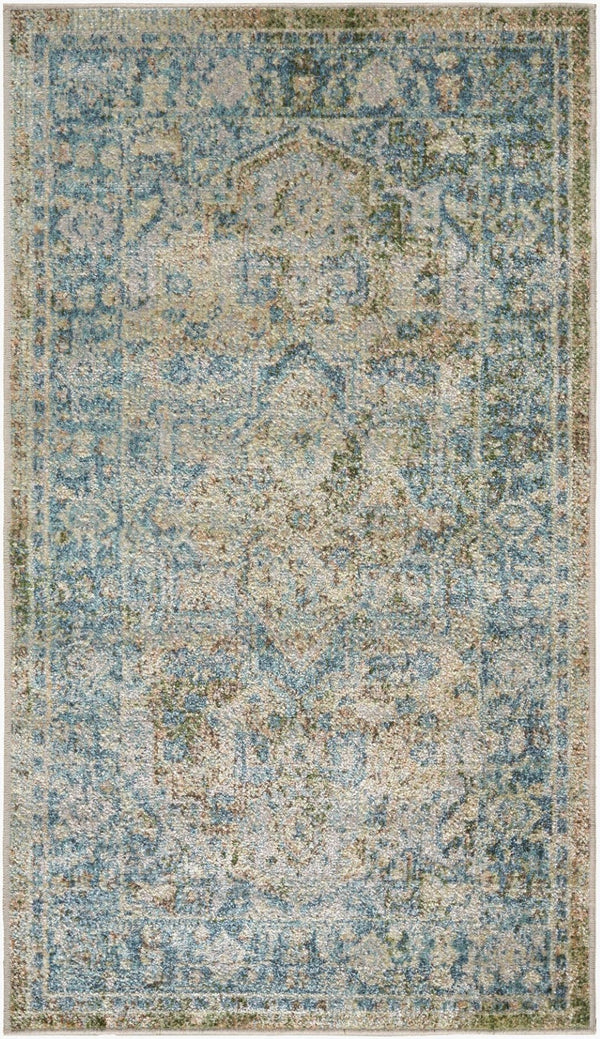 Livabliss Lillian Traditional Medallion Polyester Area Rug Machine Woven for Entryways and Baths Dark Green, Lig 9'2" x 12'4" LLL2365-9212