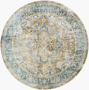 Livabliss Lillian Traditional Medallion Polyester Area Rug Machine Woven for Entryways and Baths Dark Green, Lig 6'7" x 6'7" LLL2365-67RD
