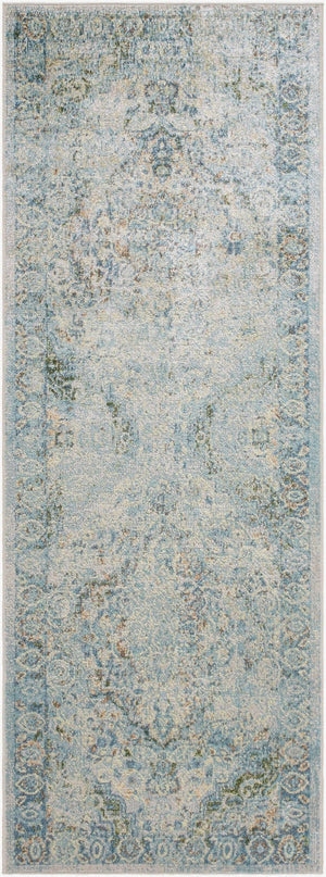 Livabliss Lillian Turkish Medallion Accent Rug Low Pile Polyester for Entryway or High Traffic Halls Dark Green, Lig 2'7" x 7'3" LLL2366-2773