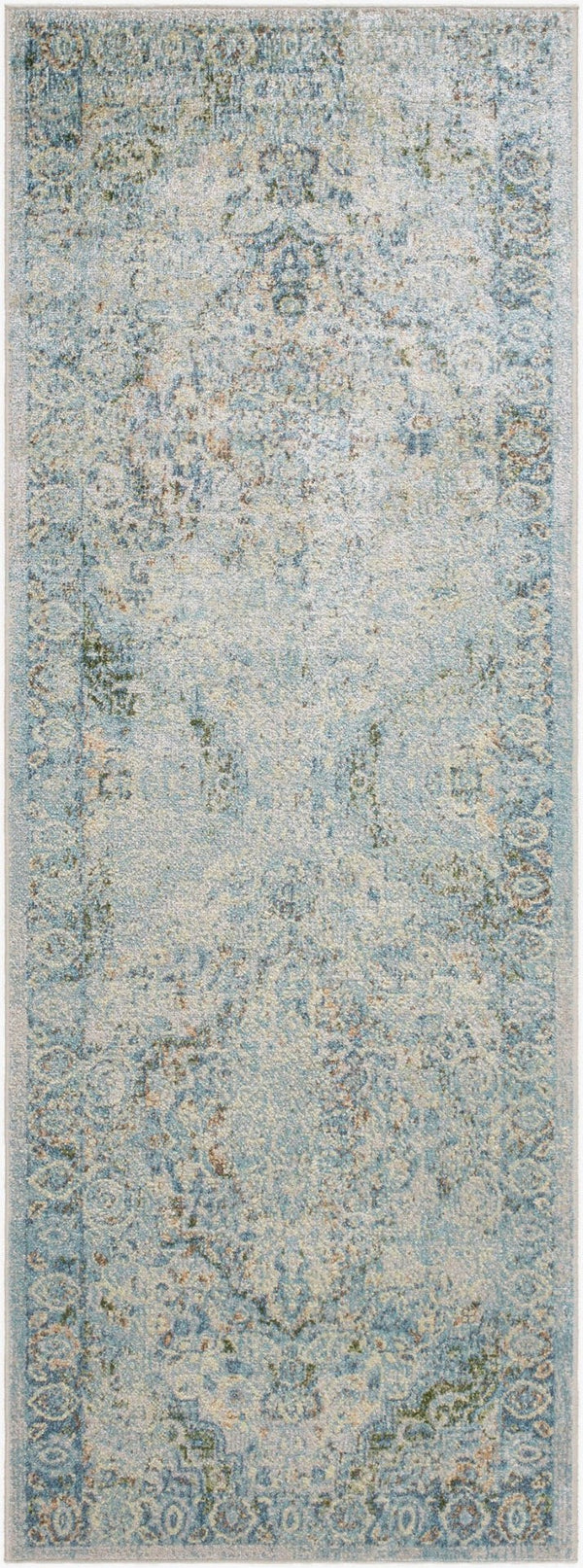 Livabliss Lillian Turkish Medallion Accent Rug Low Pile Polyester for Entryway or High Traffic Halls Dark Green, Lig 2'7" x 7'3" LLL2366-2773