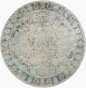 Livabliss Lillian Turkish Medallion Accent Rug Low Pile Polyester for Entryway or High Traffic Halls Dark Green, Lig 6'7" x 6'7" LLL2366-67RD