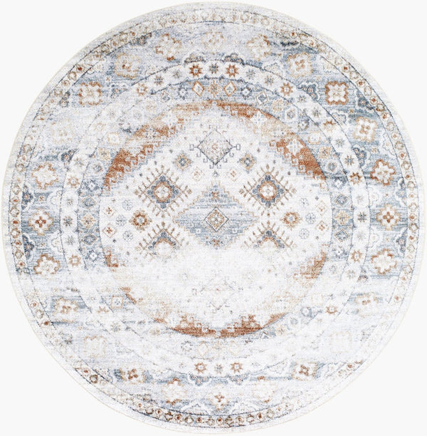 Livabliss Lillian Collection Polyester Machine Woven Accent Rug for Entryway or Bedroom Floor Charcoal, Ivory 6'7" x 6'7" LLL2370-67RD