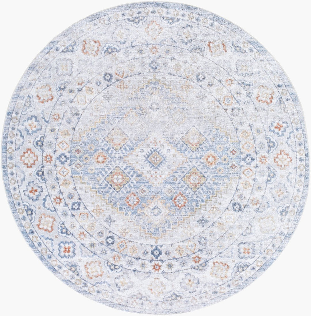 Livabliss Lillian Collection Turkish Woven Polyester Accent Rug Low Pile Entryway Floor Layer Charcoal, Ivory 6'7" x 6'7" LLL2371-67RD