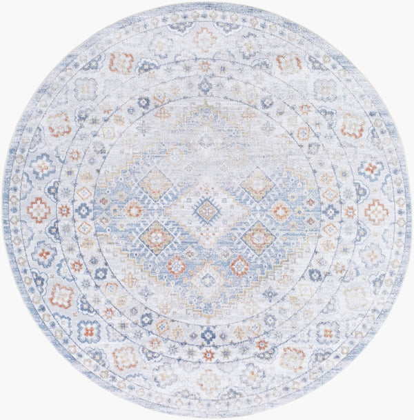 Livabliss Lillian Collection Turkish Woven Polyester Accent Rug Low Pile Entryway Floor Layer Charcoal, Ivory 6'7" x 6'7" LLL2371-67RD