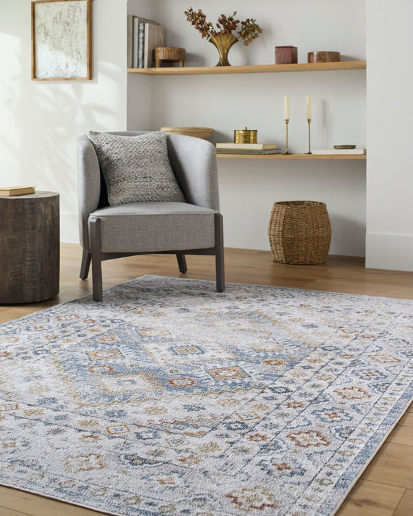 Livabliss Lillian Collection Turkish Woven Polyester Accent Rug Low Pile Entryway Floor Layer Charcoal, Ivory 6'7" x 9' LLL2371-679