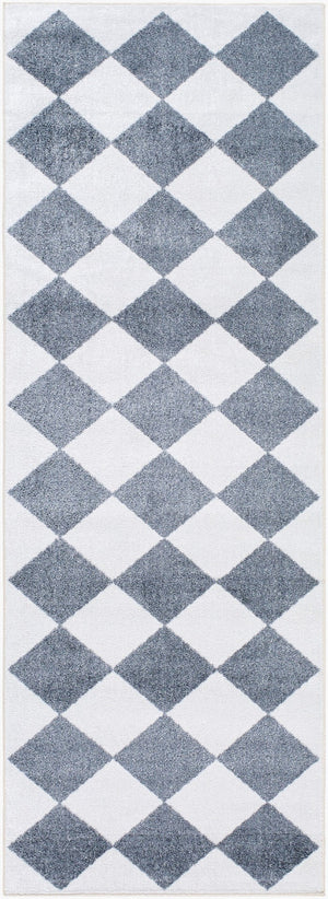 Livabliss Lillian Art Deco Geometric Machine Woven Polyester Rug for Entryway or Bath White, Navy 2'7" x 7'3" LLL2372-2773