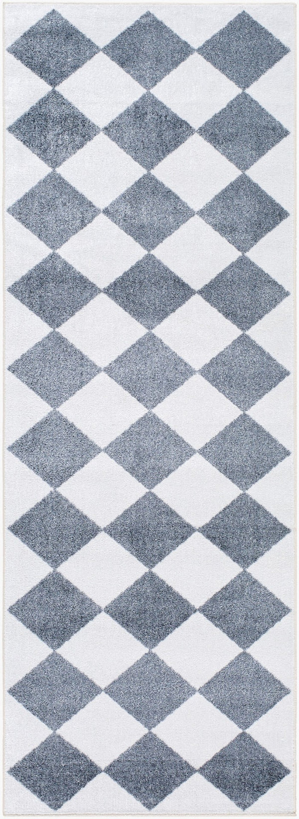 Livabliss Lillian Art Deco Geometric Machine Woven Polyester Rug for Entryway or Bath White, Navy 2'7" x 7'3" LLL2372-2773