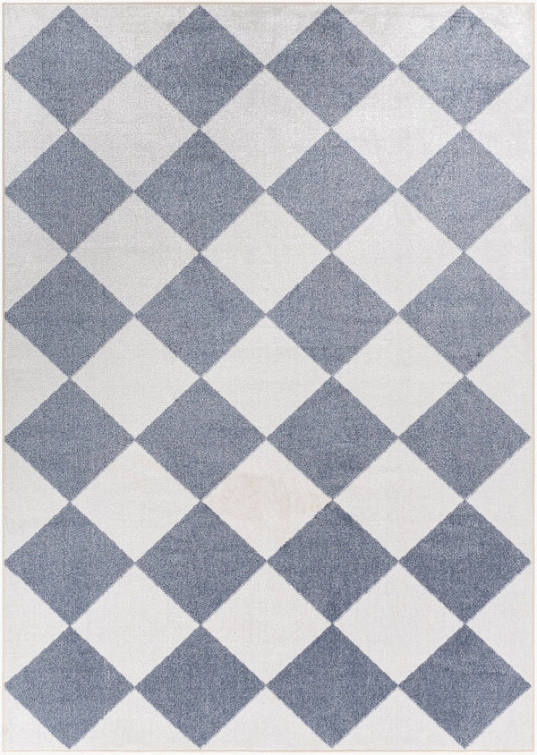 Livabliss Lillian Art Deco Geometric Machine Woven Polyester Rug for Entryway or Bath White, Navy 9'2" x 12'4" LLL2372-9212